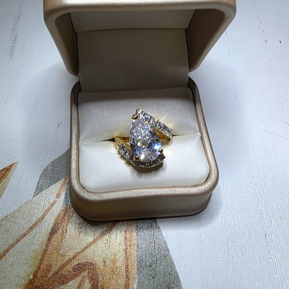 Goldtone Sterling Silver Cubic Zirconia Ring - Picture 6 of 6